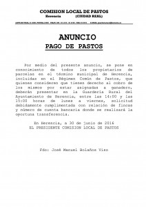 ANUNCIO COBRO DE PASTOS 2016